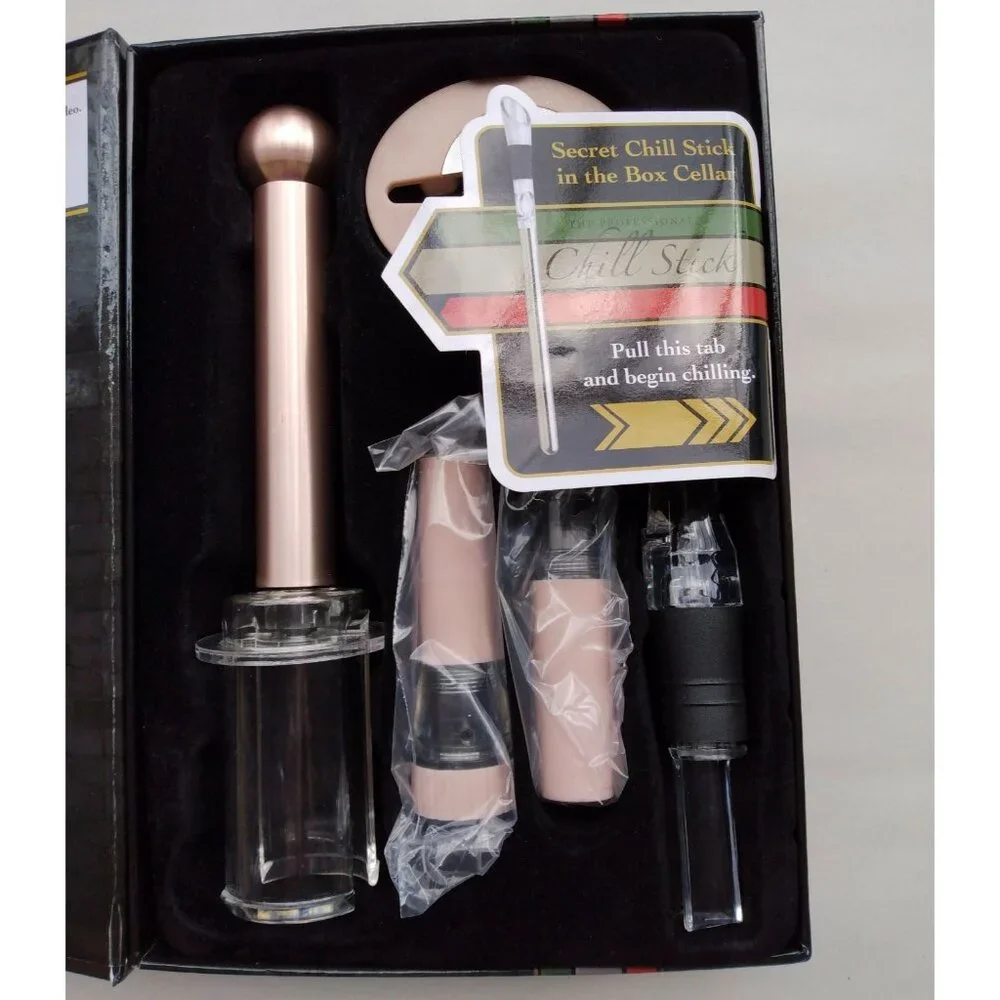 The Professional Wine Opener Set with Extra Chill Stick with Pourer in Rose Gold